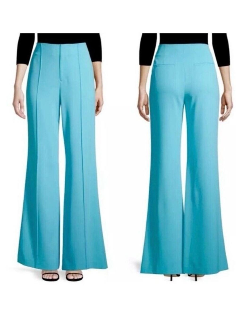 Alice + Olivia Dylan Blue High Waisted Wide Leg Pant in Bluebird Flare Women’s 0